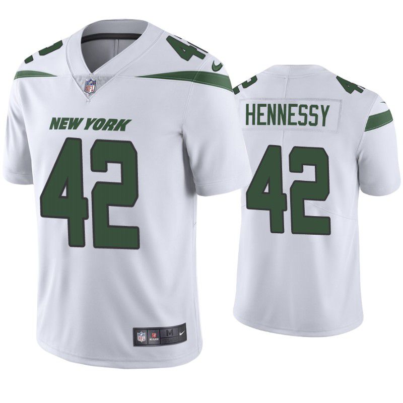 Men New York Jets 42 Thomas Hennessy Nike White Vapor Limited NFL Jersey